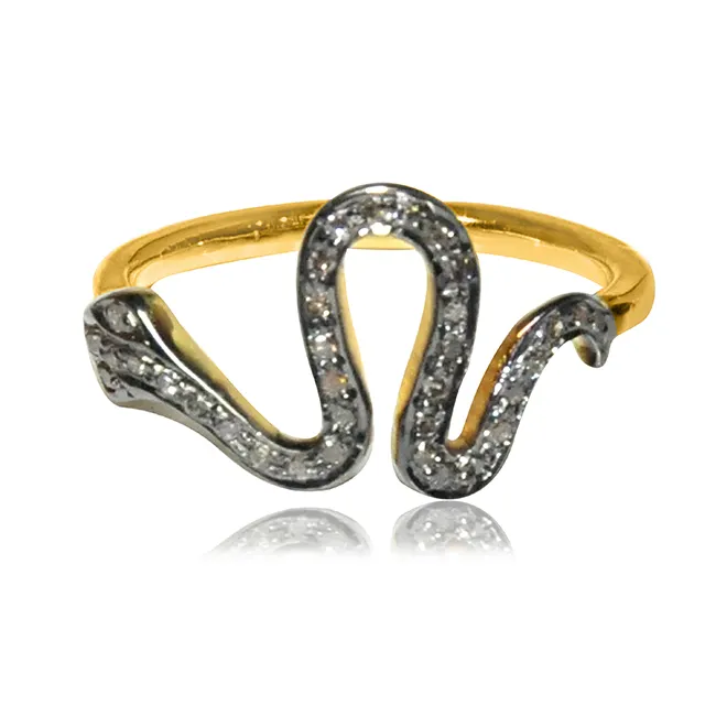 Vàng Mạ 925 Bạc Tự Nhiên Pave Diamond Snake Thiết Kế Nhẫn Trang Sức