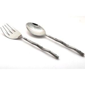 Servidor de comida caliente de acero inoxidable, mango punteado, plateado, pulido, estilo real - Product Image 2