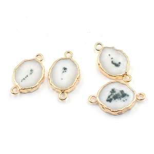 Connecteur ovale en laiton plaqué or de 18-20 mm avec anneau pour la fabrication de bijoux, en quartz solaire - Product Image 1