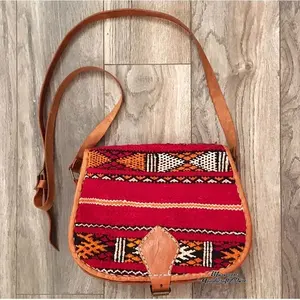 high quality Moroccan Genuine Leather kilim Shoulder Bag for Ladies Handbag