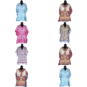 คาฟตานสั้นพิมพ์ลายผ้าไหมหลากสีสำหรับผู้หญิง - Product Image 1