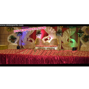 Panneaux de toile de fond sur le thème du paon de mariage indien-Taille et design personnalisables légers en fibre de verre pour les étapes de l'événement - Product Image 1