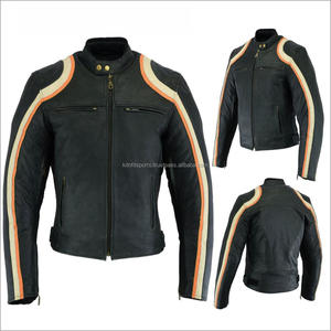 Chaqueta de Motociclista de Cuero Sintético con Rayas Rojas y Blancas Estilo Brad Pitt de Fight Club - Product Image 2
