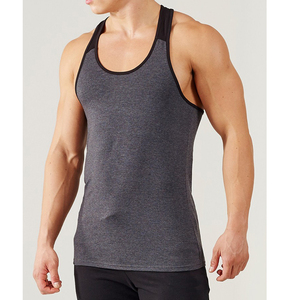 เสื้อกล้ามผู้ชายผ้าสแปนเด็กซ์/ ผ้าฝ้ายถักแบบลำลองระบายอากาศได้สีพื้นแห้งเร็ว - Product Image 1