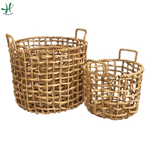 Lot de 3 paniers en osier naturel jacinthe d'eau pour la maison, organisateur et rangement décoratif - Product Image 1