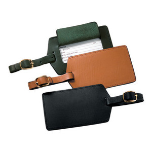 Étiquettes à bagages en cuir Étiquettes de valise personnalisées Porte-bagages avec couverture arrière complète - Product Image 3