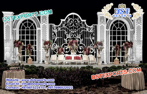 Décor de scène de mariage glamour USA dernier ensemble de scène de mariage avec mur de fleurs dernières décorations de scènes à vendre - Product Image 4