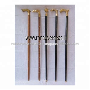 Black and Brown Coloured Sheesham <b>Wood</b> Walking <b>Sticks</b> With Brass Handle for Old Women & Men - Product Image 3