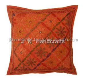 Wholesale Handmade Traditional Ethnic Orange <b>Cushion</b> Covers - Product Image 2