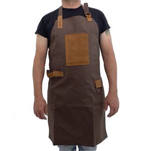 ผ้ากันเปื้อนสำหรับเชฟหนังมีสายรัดเอวในครัวแบบมีแขนกุดสำหรับบาร์บีคิวและช่างตัดผม - Product Image 1