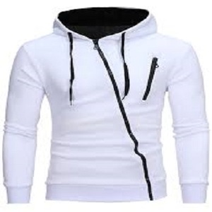 Personalizado OEM cremalleras oblicuas Color Negro Sudadera con capucha de lana para los hombres - Product Image 1