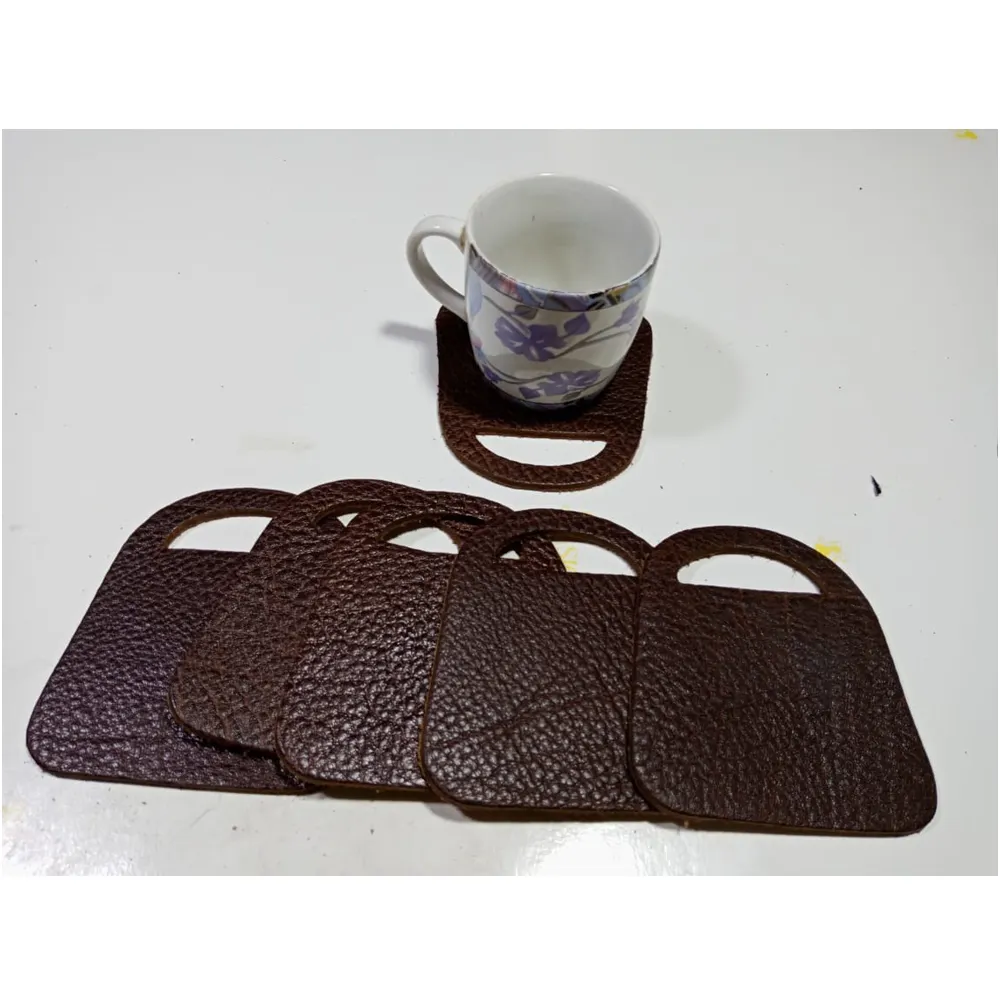 Promozione di alta qualità di affari Calda coaster set del cuoio Genuino stuoia della tazza per la struttura hotel per tè e caffè bere LFC-TM-3108