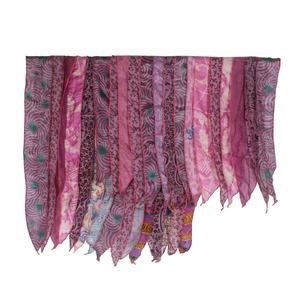 Bufanda de Seda Vintage Mediana con Parches de Sari, Bufanda Reversible con Parches de Sari Indio, Bufanda de Rayas Coloridas, Seda Vintage - Product Image 1