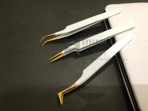 Pinces à épiler professionnelles personnalisées avec logo, en or blanc, avec poignée en diamant, légères, pour extensions de cils, pointues, durables, en acier inoxydable - Product Image 6