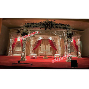 Boda India Bollywood Mandap Set Nuevo estilo Boda Mandap Fibra india tradicional Boda redonda dorada Mandaps Silla EE. UU. - Product Image 1