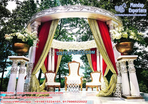 Mandap Cuadrado de Fibra para Bodas Grandiosas en Malasia, Mandap Lujoso para Bodas de Sri Lanka, Mandap Cuadrado Tallado en Fibra Dorada para Bodas en el Reino Unido - Product Image 3