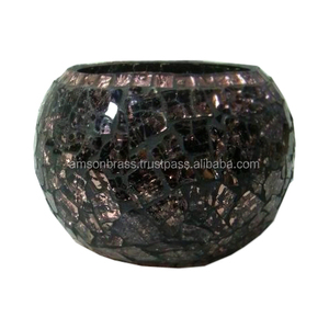 Forme de pot beaux bougeoirs votifs en verre plaqué mercure lanternes et bocaux à bougies - Product Image 3