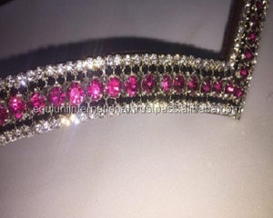 5 Row V Shape Crystal Leather Browbands Available in All Sizes and Also Color Customization - Product Image 4