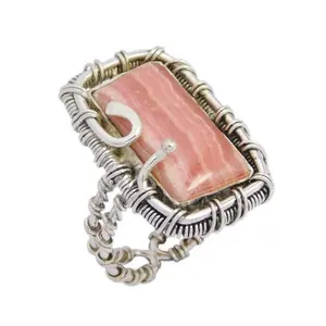 Penjualan terlaris cincin Rhodochrosite asli 925 perak murni harga murah jumlah besar perhiasan India Eksportir dan pemasok