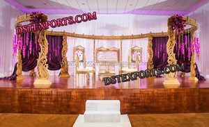 Ensemble de mandap de mariage en bois de conception nouvelle, sculpté à la main, motif paon, mandap royal en bois pour mariage en Australie - Product Image 3