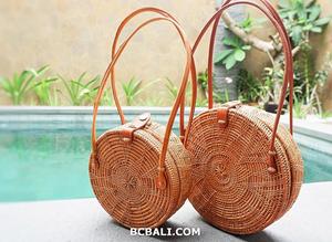 Sacs à main en paille bio motif étoile cercle Summer Beach Ethnic Handmade avec deux poignées Original Export Quality Bali Style - Product Image 4