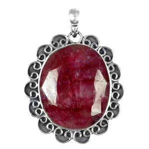 Best Trendy Selling Expert Crafted Excellent Gemstone Pendant Ruby Gemstone 925 Silver Pendant Jewellery Gift For Her