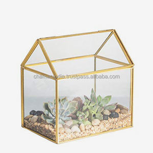 Metal Glass Glass <b>Geometric</b> House Succulent <b>Terrarium</b> - Product Image 1