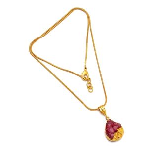 Collar con colgante de plata de ley 925 Aqua Blue Druzy Gold Vermeil para compromiso, aniversario de boda o regalo de fiesta - Product Image 2