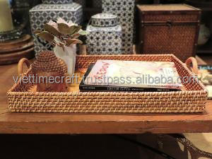 ถาดเสิร์ฟสี่เหลี่ยมสานมือจากหวายสีน้ำตาลยี่ห้อเวียตไทม์ คราฟท์ ผลิตตามสั่ง ทำจากวัสดุธรรมชาติ - Product Image 5