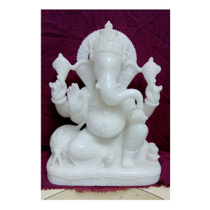พิเศษสีขาวหินอ่อนพระพิฆเนศรูปปั้น - Product Image 1