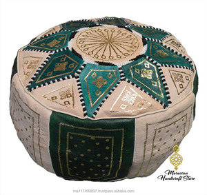 เบาะนั่งพูฟโมร็อกโกสมัยใหม่ ทำด้วยมือจากหนังแท้ หรูหรา - Product Image 1