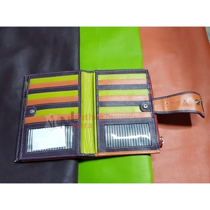 กระเป๋าสตางค์หนังแท้สไตล์วินเทจสำหรับผู้หญิง พร้อมช่องใส่บัตร RFID กระเป๋าคลัทช์ กระเป๋าจัดระเบียบ หนังวัวแท้ลายเม็ด กระเป๋าสตางค์ใบยาวสำหรับสุภาพสตรี - Product Image 4