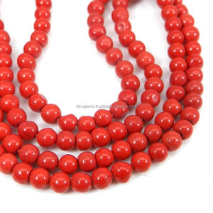 Cuentas redondas lisas de 3mm de Coral sintético, hilo de 14 pulgadas de longitud, 21,50 cts, venta al por mayor - Product Image 1