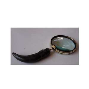 Lupa con Mango de Cuerno en Forma Natural, Pieza Metálica en Latón con Acabado de Espejo, Regalo para Hombre - Product Image 5