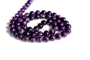 Perles en vrac de pierres précieuses lépidolite naturelle, rondes pour bijoux - Product Image 4