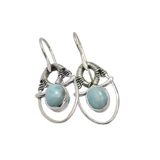 Boucles d'oreilles en argent Sterling Offre Spéciale Larimar pour femme, nouveaux bijoux de mode naturels 925