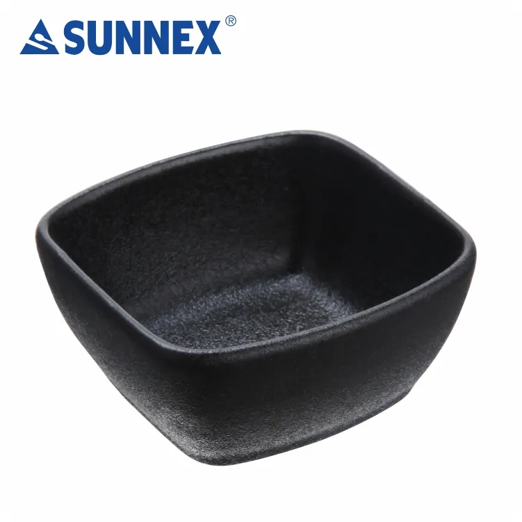 SUNNEX 2022 vendita calda 8.2*8.0*3.5 cm piatto da pranzo rettangolare in puro stile nero in ghisa per Catering ristorante caffetteria