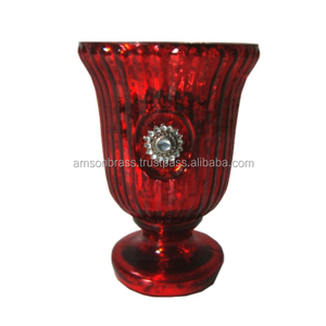Vase à fleurs décoratif pour la maison à base ronde en verre au mercure Vaisselle en métal de couleur de taille personnalisée - Product Image 4