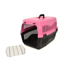 Portador de mascotas de plástico ecológico pequeño estilo mascota con puerta de metal con diseño de pata-Cama y accesorios - Product Image 2