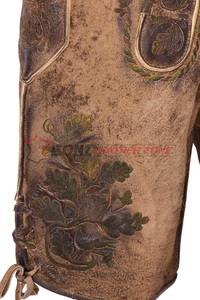 Lederhosen bavarois allemands courts, brodés, design vintage, cuir véritable, grande taille, anti-rides, caractéristiques de maternité - Product Image 4