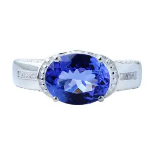 Permanecer Jóias Venda Quente Sterling 925 Anéis De Prata Pedra Principal Topázio Azul Tanzanite Azul Gemas Naturais