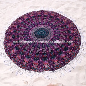 Tapisserie de plage jetable en coton imprimé bohème Mandala Round - Product Image 2
