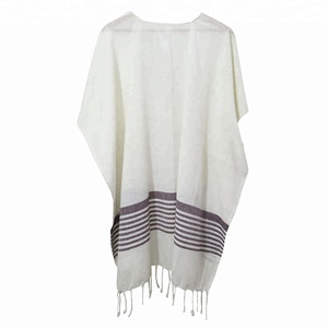 Hot Selling Yarn Dyed Hooded <b>Poncho</b> Adult Beach <b>Towel</b> Indian Manufacturer White Striped Fouta Hooded <b>Poncho</b> - Product Image 2