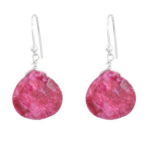 Pendientes Vintage de Plata de Ley 925 con piedras preciosas de rubí en forma de corazón facetadas con alambre de oreja colgante para fiesta, regalo de aniversario de boda - Product Image 1