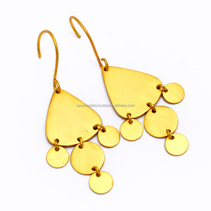 Pendientes colgantes chapados en oro de Plata de Ley 925 sólidos hechos a mano de uso diario, joyería al por mayor, fabricantes y proveedores - Product Image 1