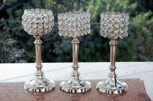 Soporte de luz de té de tallo largo de cristal para decoración de boda de oficina en casa - Product Image 3