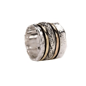 Diseñador hecho a mano 925 plata esterlina Spinner anillo estilo clásico boda fiesta joyería rodio chapado número patrón ajuste - Product Image 1