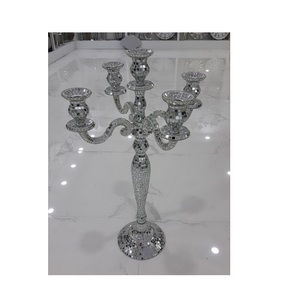 Candélabres en verre centres de table de mariage bougeoirs en métal lanternes bocaux à bougies pour la décoration de la maison - Product Image 1