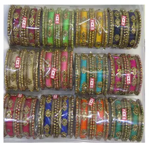 Beludru Fashion Warna-warni Kundan India Thread Bangle