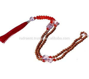 Rudraksha Carnelian สร้อยคอมือพู่มาลาหินคริสตัลรักษาชาวพุทธได้รับการรับรองบุคคลที่สาม unisex - Product Image 5